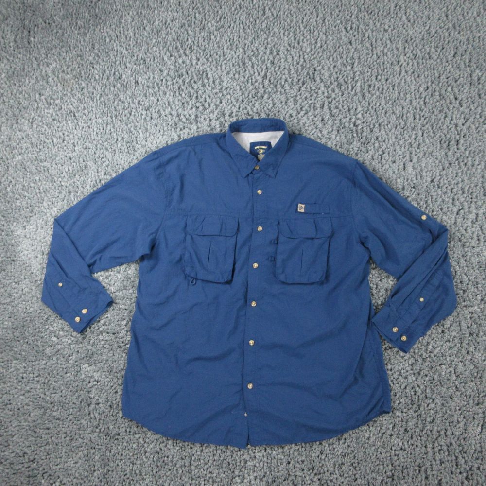 Reel Legends Shirt Mens Extra Large Blue Vented Roll Tab Long Sleeve